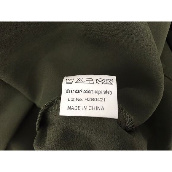 Miholl Dress Size XXL Army Green Swiss Dots Lined Short Sleeve Midi Babydoll - Picture 10 of 14